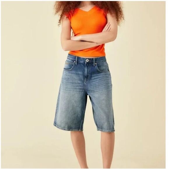 BDG Urban Outfitters Shannen V-Neck Ribbed Top In Orange - Picture 2 of 7